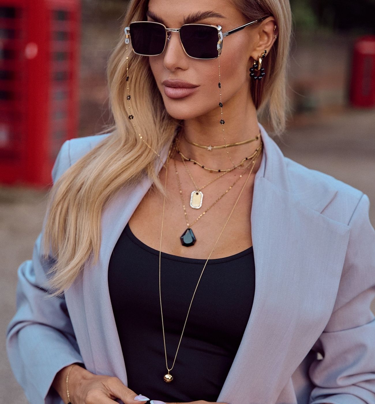 Naszyjnik złoty długi z kulką Carmine - By Dziubeka