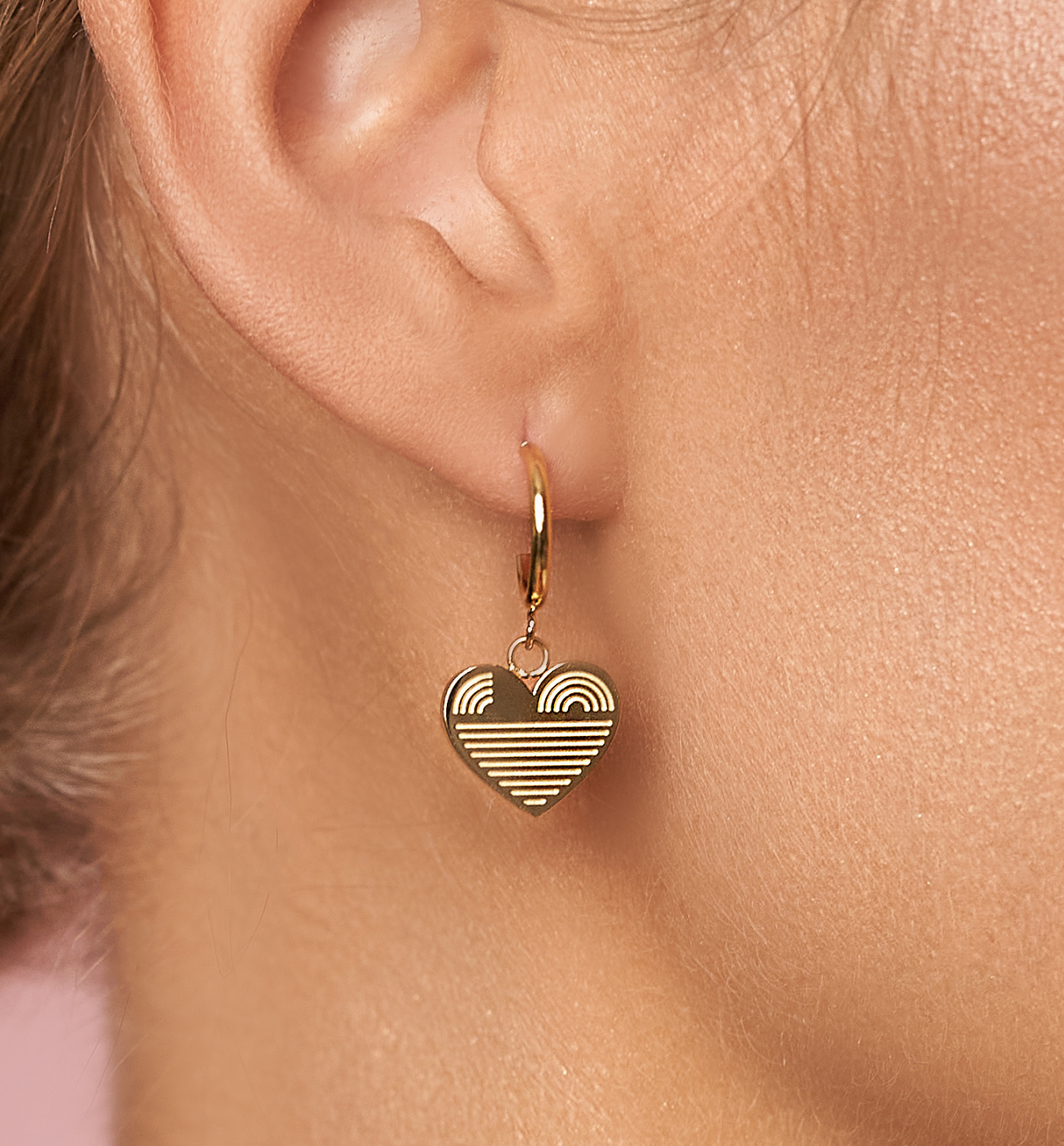 Kolczyki złote z sercami Boho Heart KSA0898