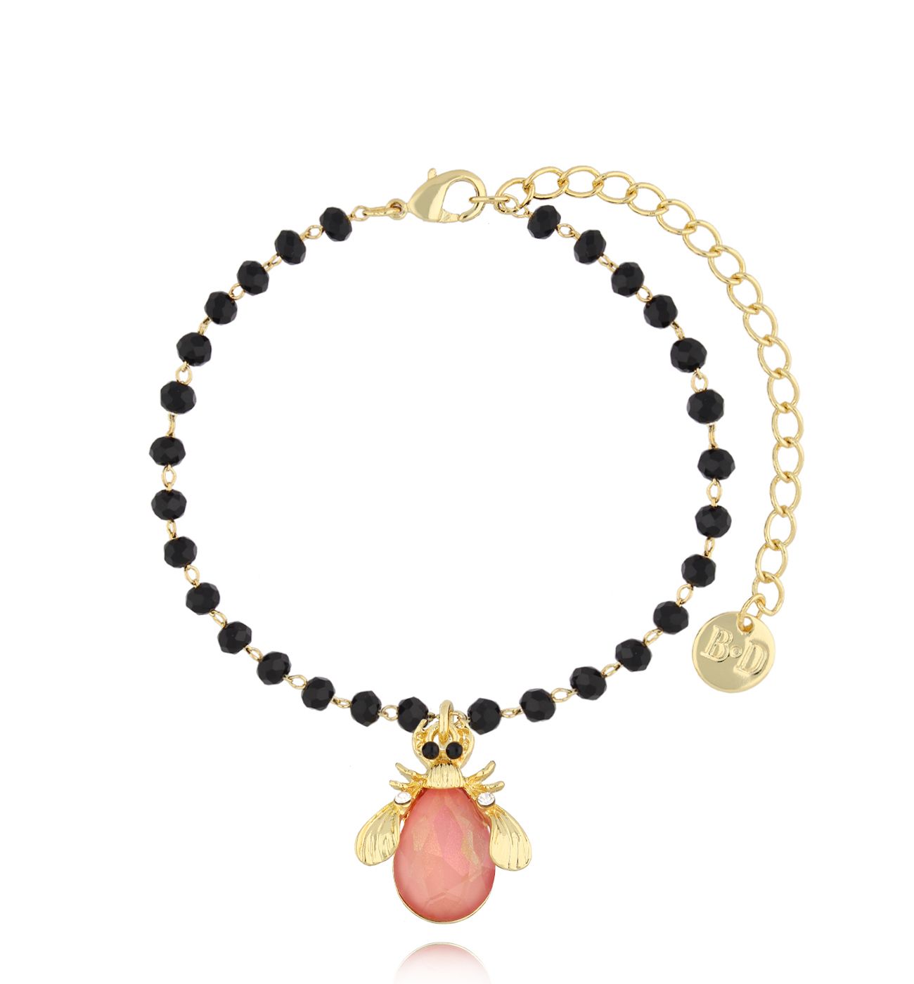 Bransoletka z brzoskwiniowym owadem Midnight - By Dziubeka