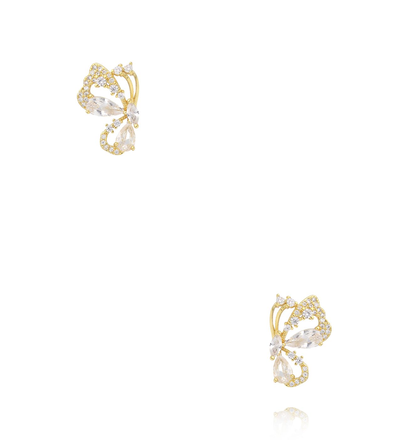 Kolczyki złote motylki z cyrkoniami - By Dziubeka