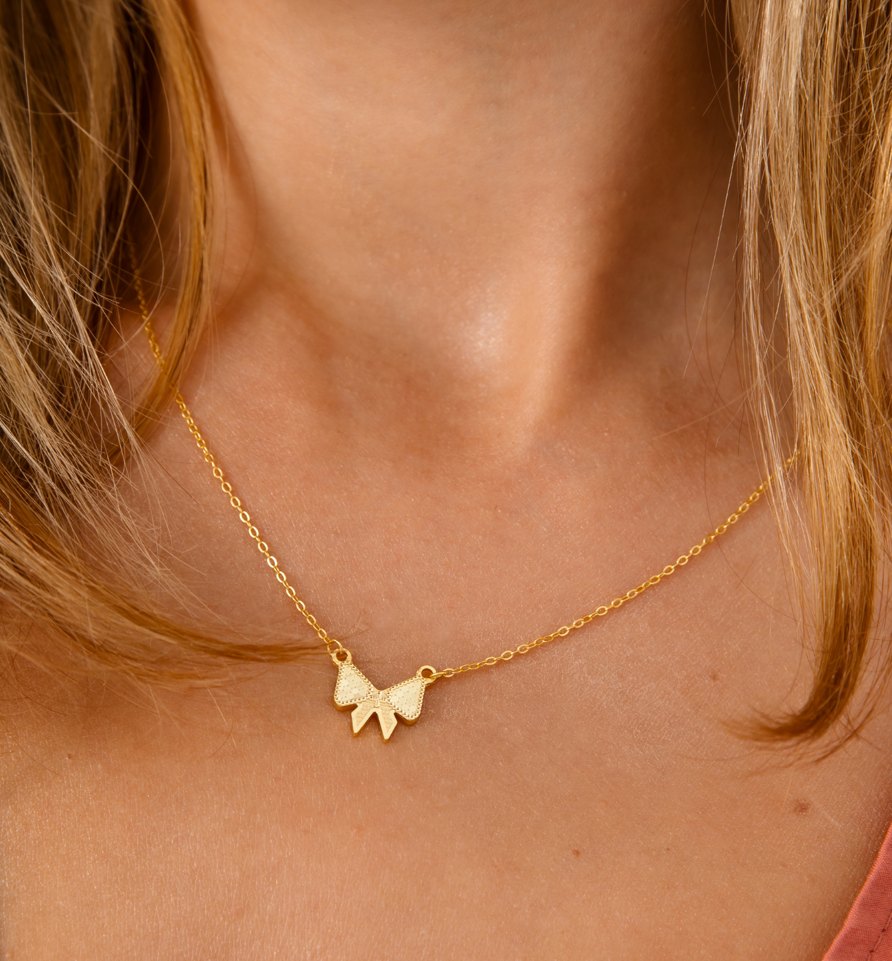 Naszyjnik złoty z kokardką NCA0040 - By Dziubeka