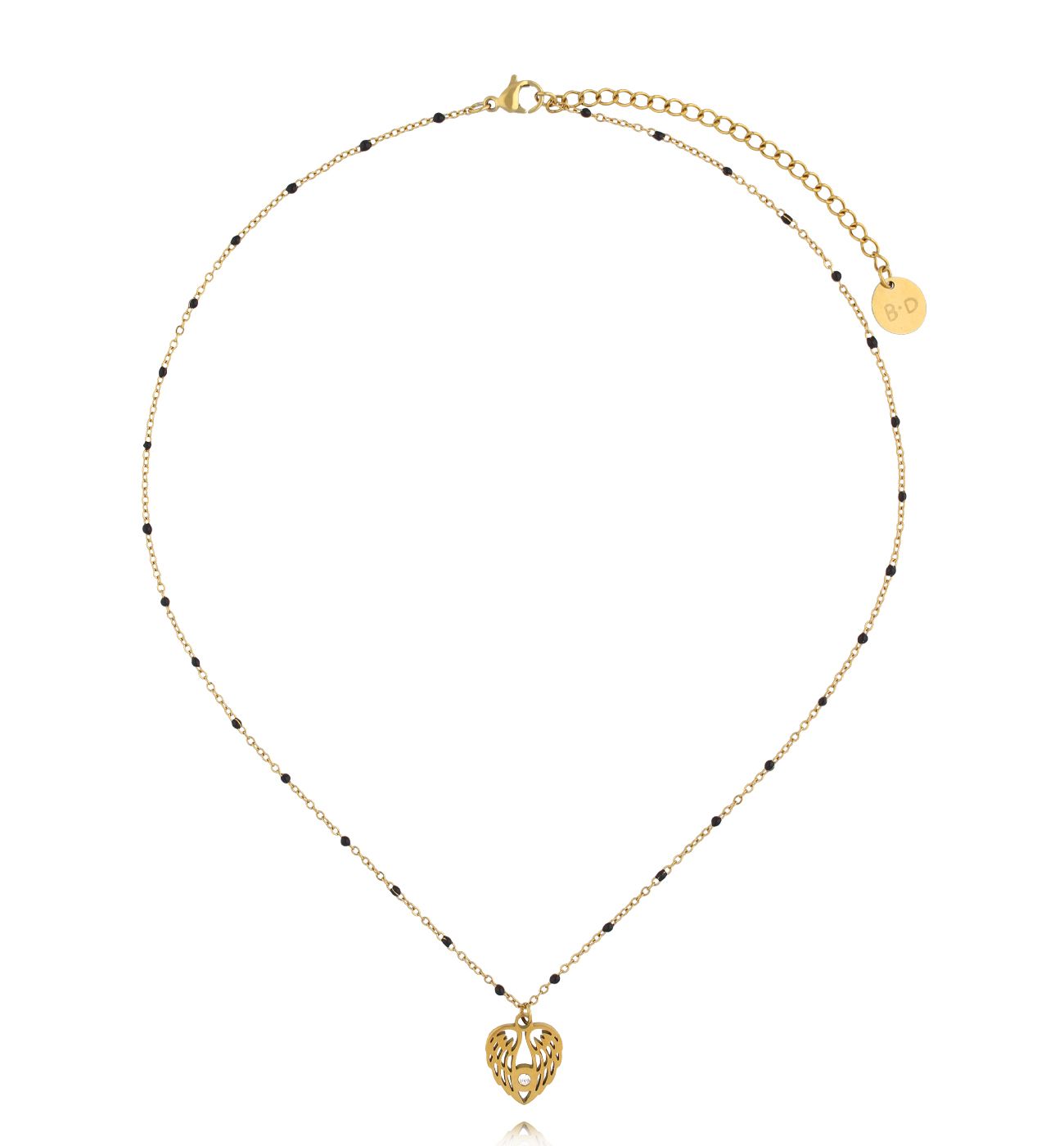 Naszyjnik czarny ze skrzydełkami NSY0142