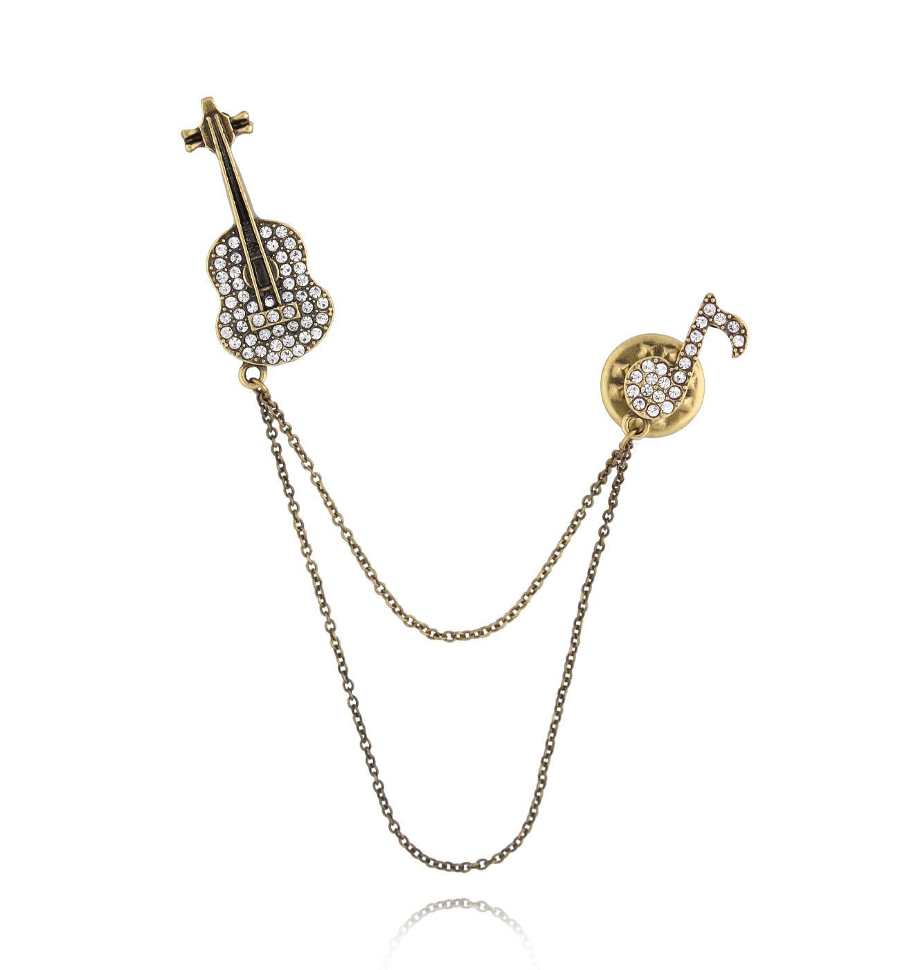 Broszka złota z instrumentem i nutką Musique BRSS0208 - By Dziubeka