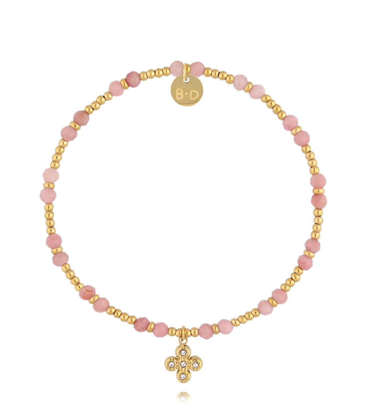 Bransoletka z różowymi opalami i koniczynką BTW3338