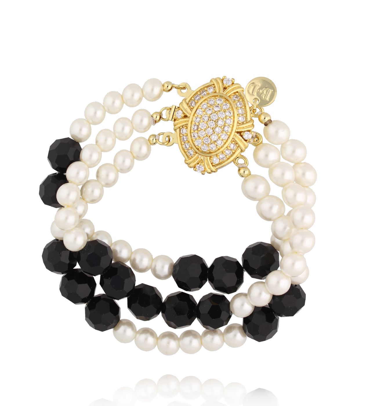 Bransoletka z pereł i kryształowym zapięciem BSS0226