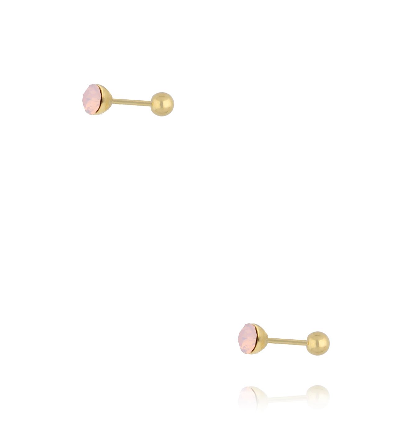 Kolczyki z różowym kryształem w złotej oprawie KCA0172