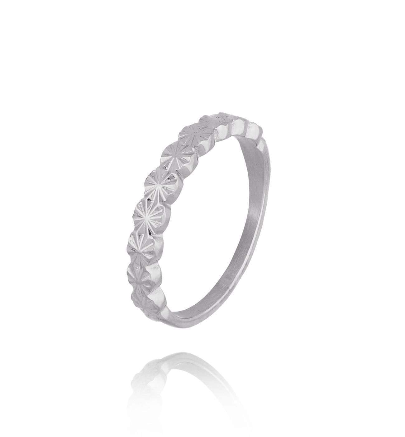 Pierścionek z dekoracyjnym szlifem srebrny - By Dziubeka