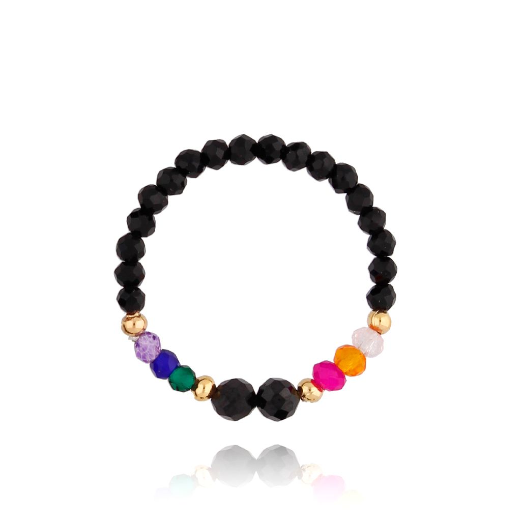 Pierścionek czarno kolorowy Carvoeiro - By Dziubeka