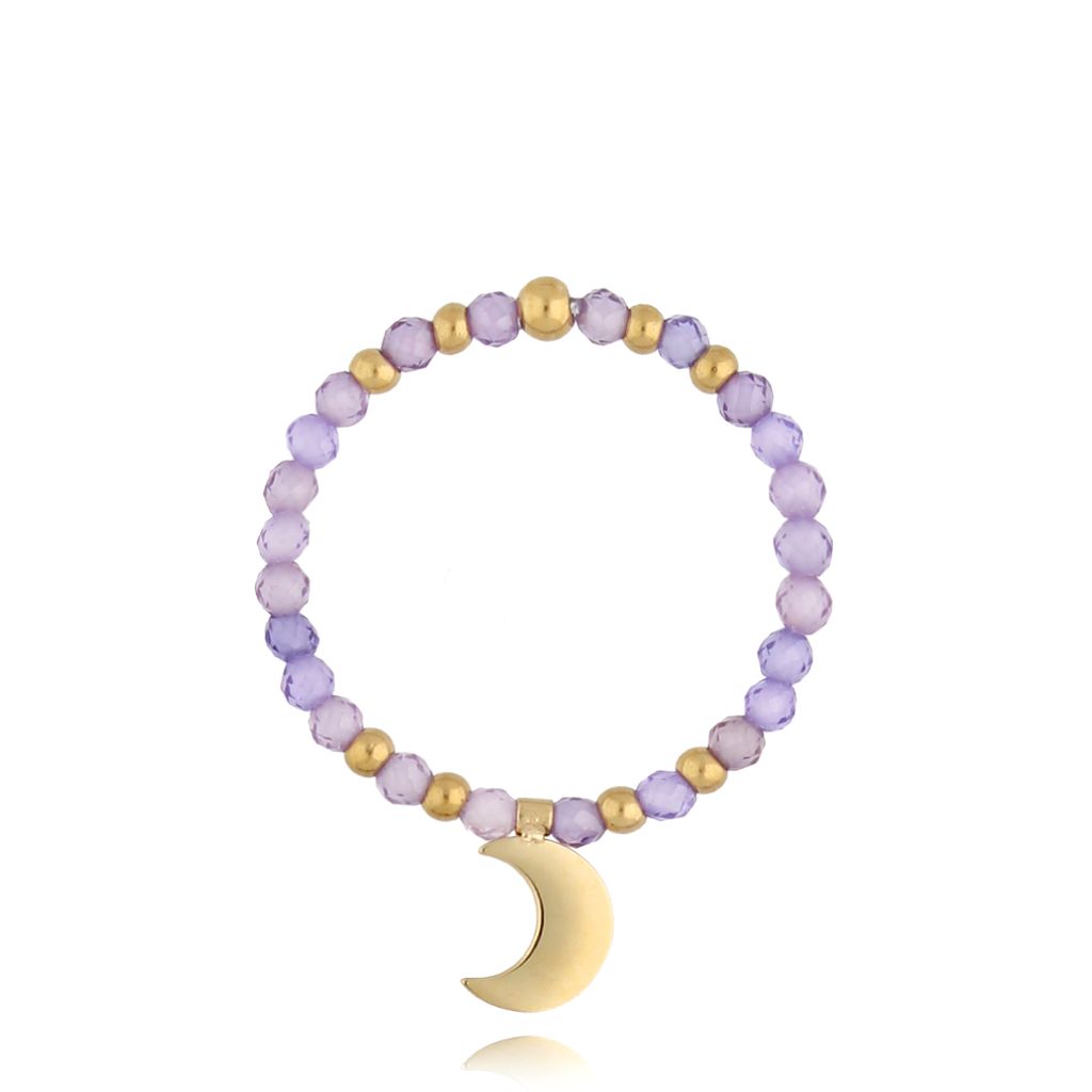 Pierścionek fioletowy z księżycem Tsuki PSC0412