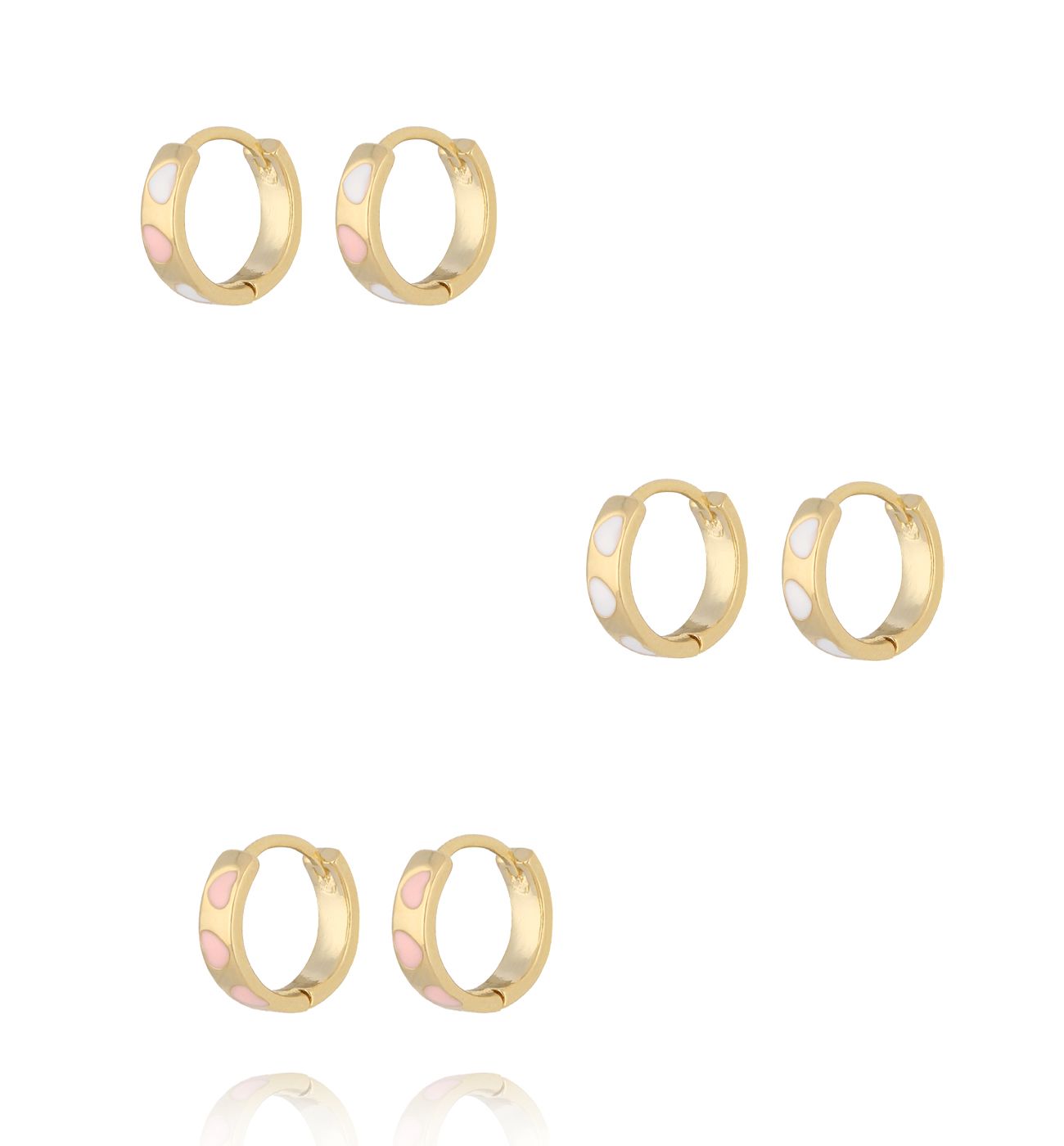 Zestaw złotych kolczyków z emalią KLU0177