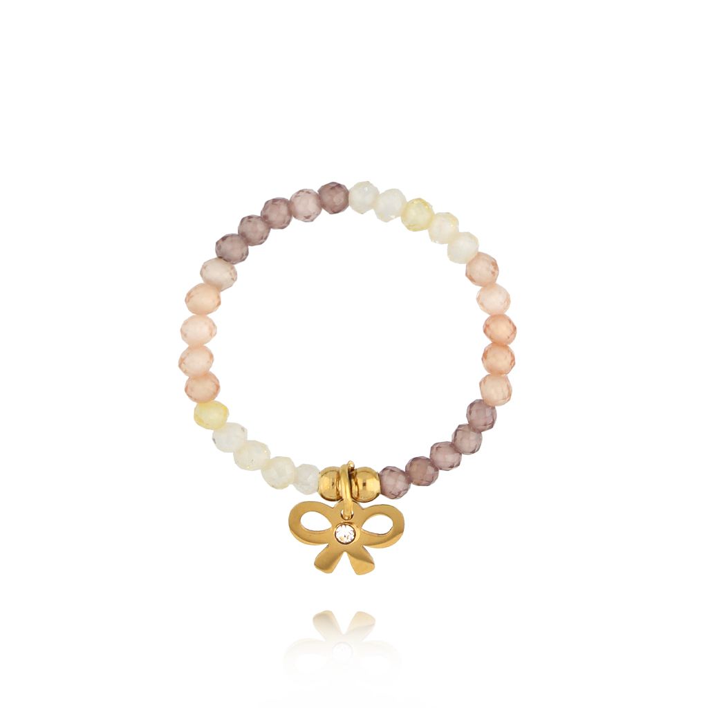 Pierścionek elastyczny z kokardką i cyrkoniami PTW0493