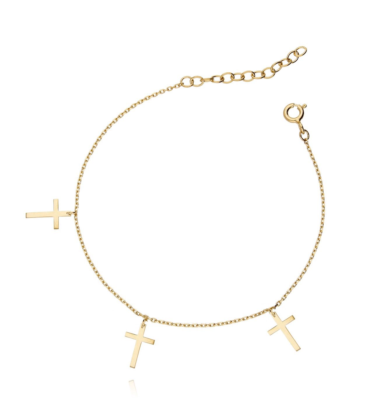 Bransoletka srebrna pozłacana z krzyżykami BSE0068