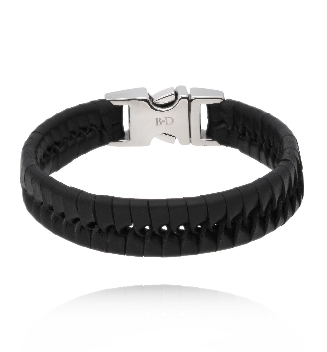 Bransoletka męska czarna skórzana BMITC0980