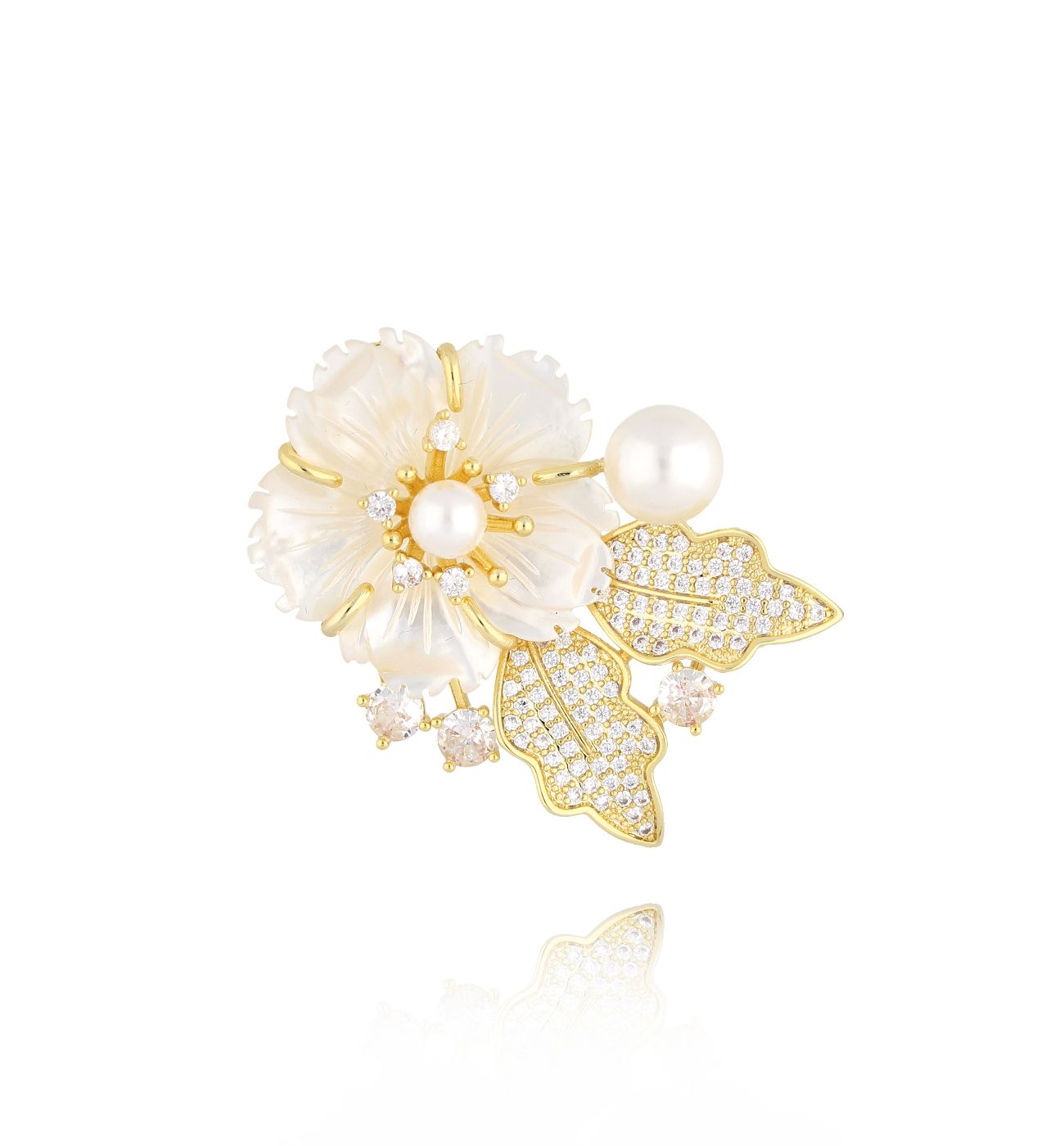 Broszka złota z kwiatkami Alcides BRSS0235 - By Dziubeka