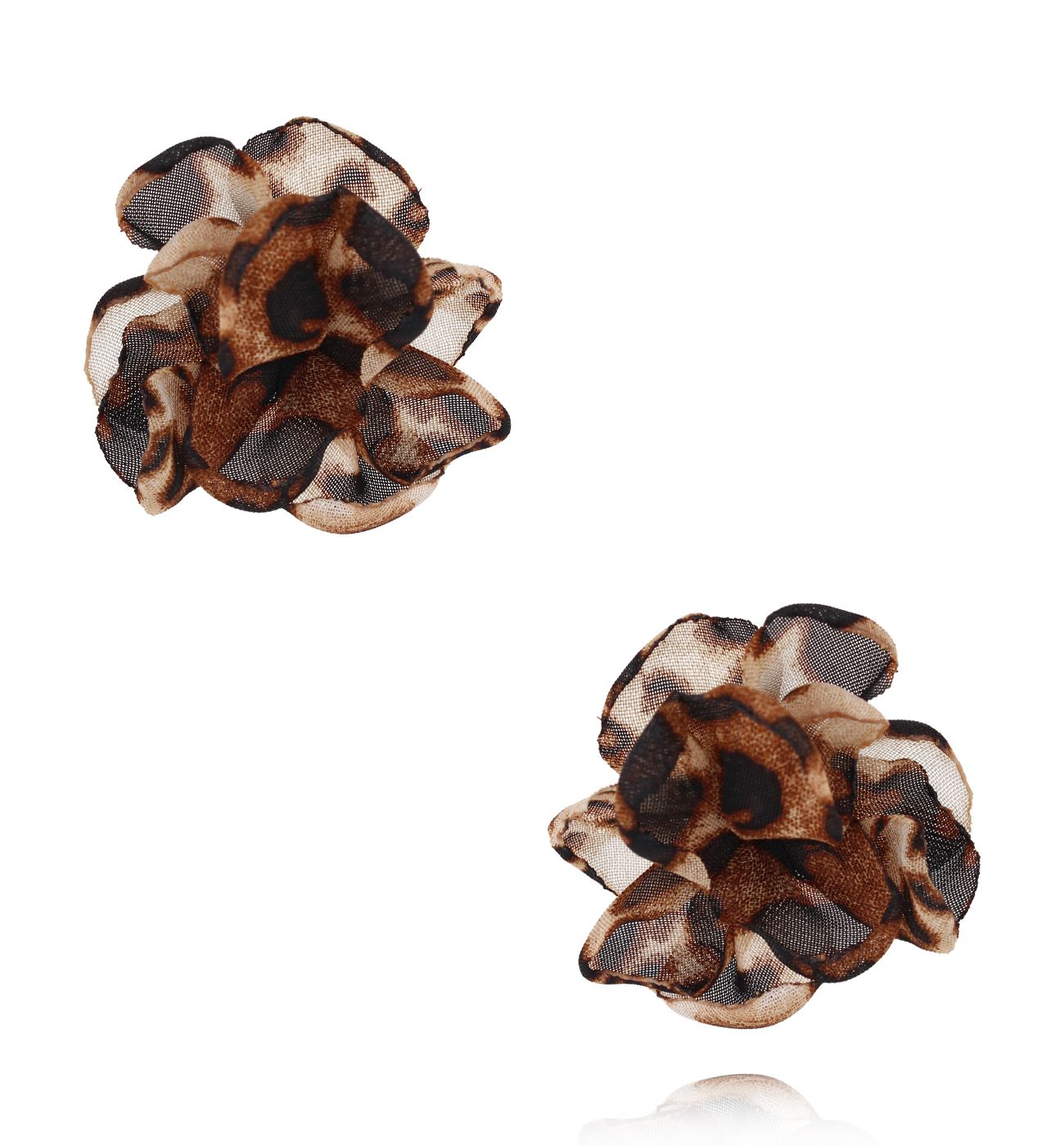 Kolczyki w panterkę krótkie materiałowe KBL2005