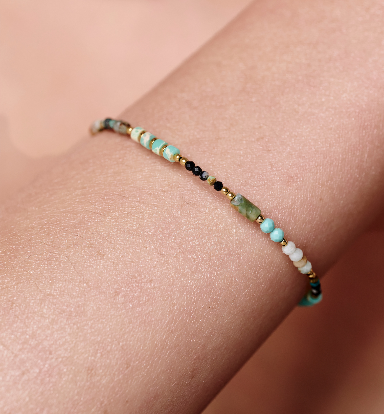 Bransoletka z turkusem, amazonitem i jaspisem cesarskim - By Dziubeka