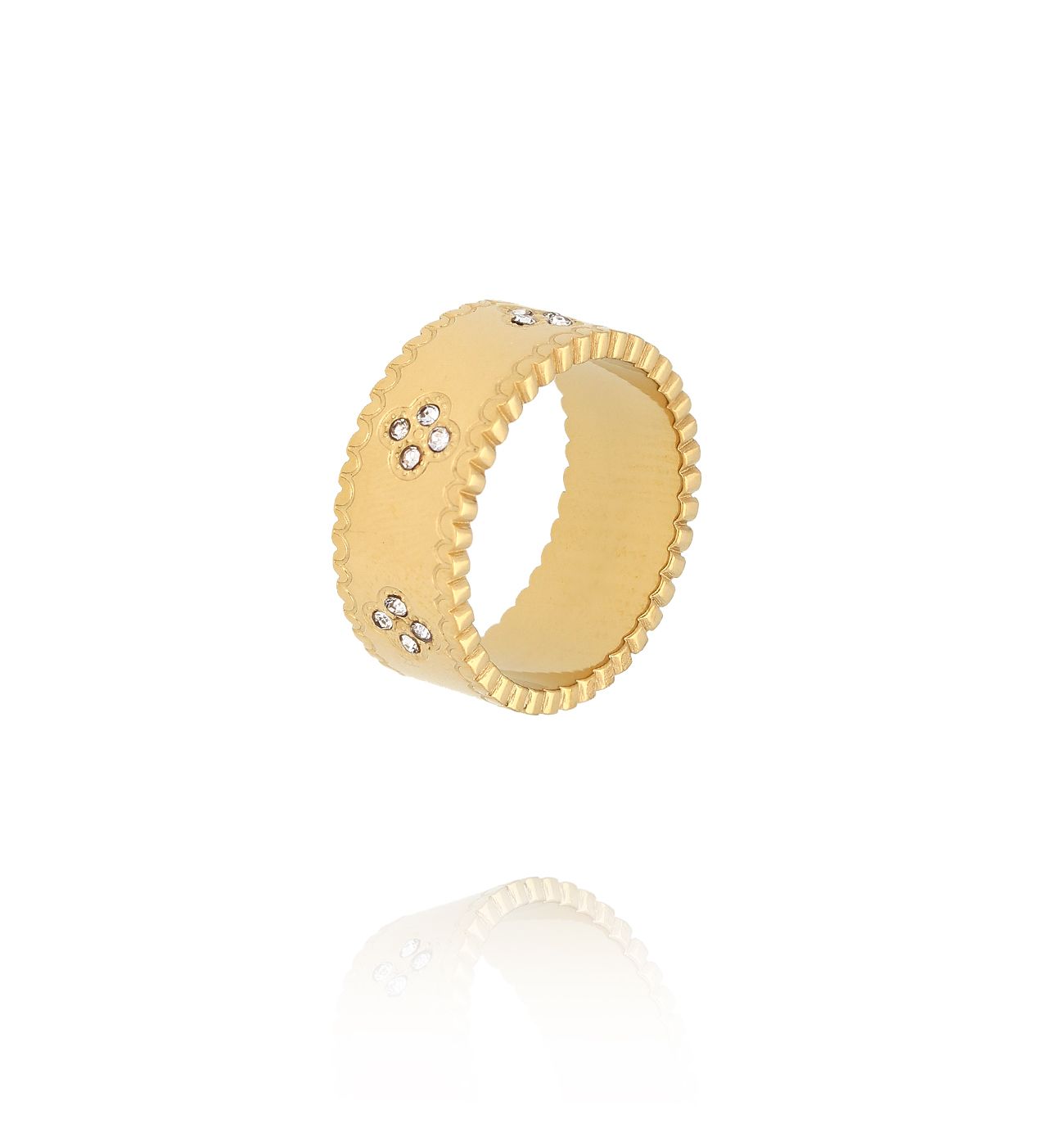 Obrączka złota z koniczynkami PSY0097 - By Dziubeka