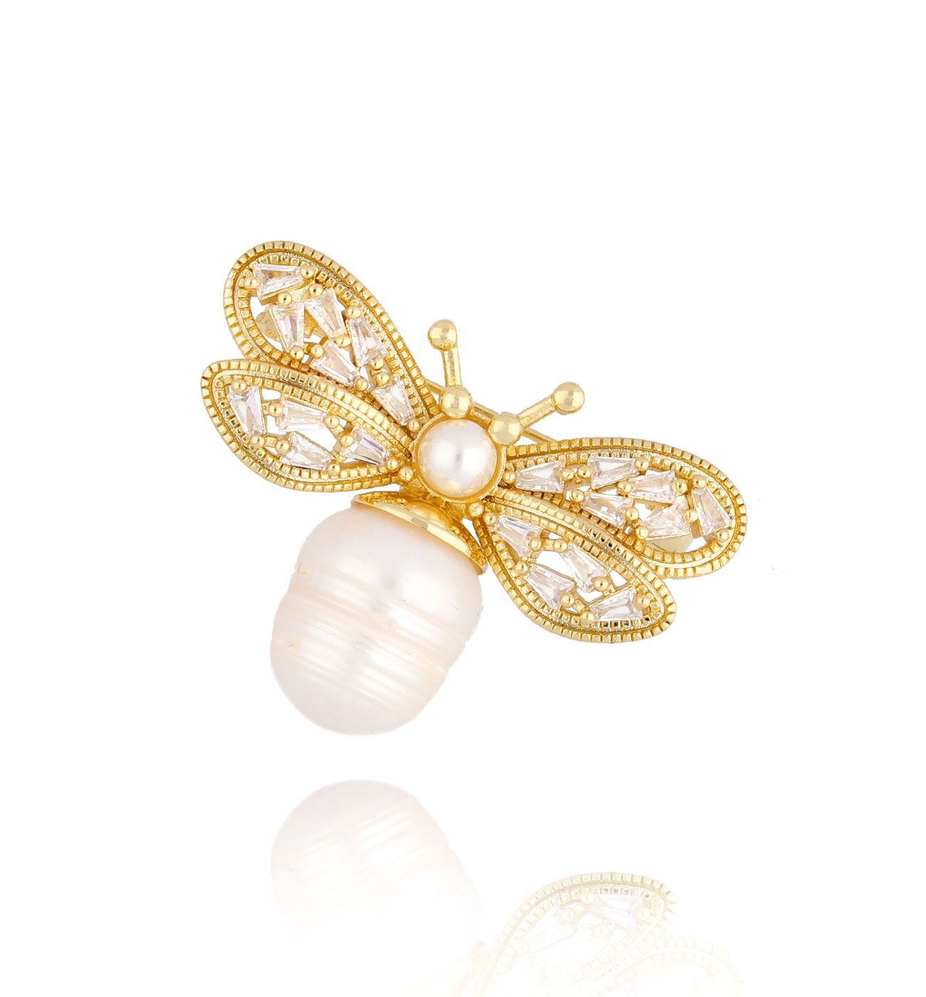 Broszka z motylem z perłą Pepe BRMI0200
