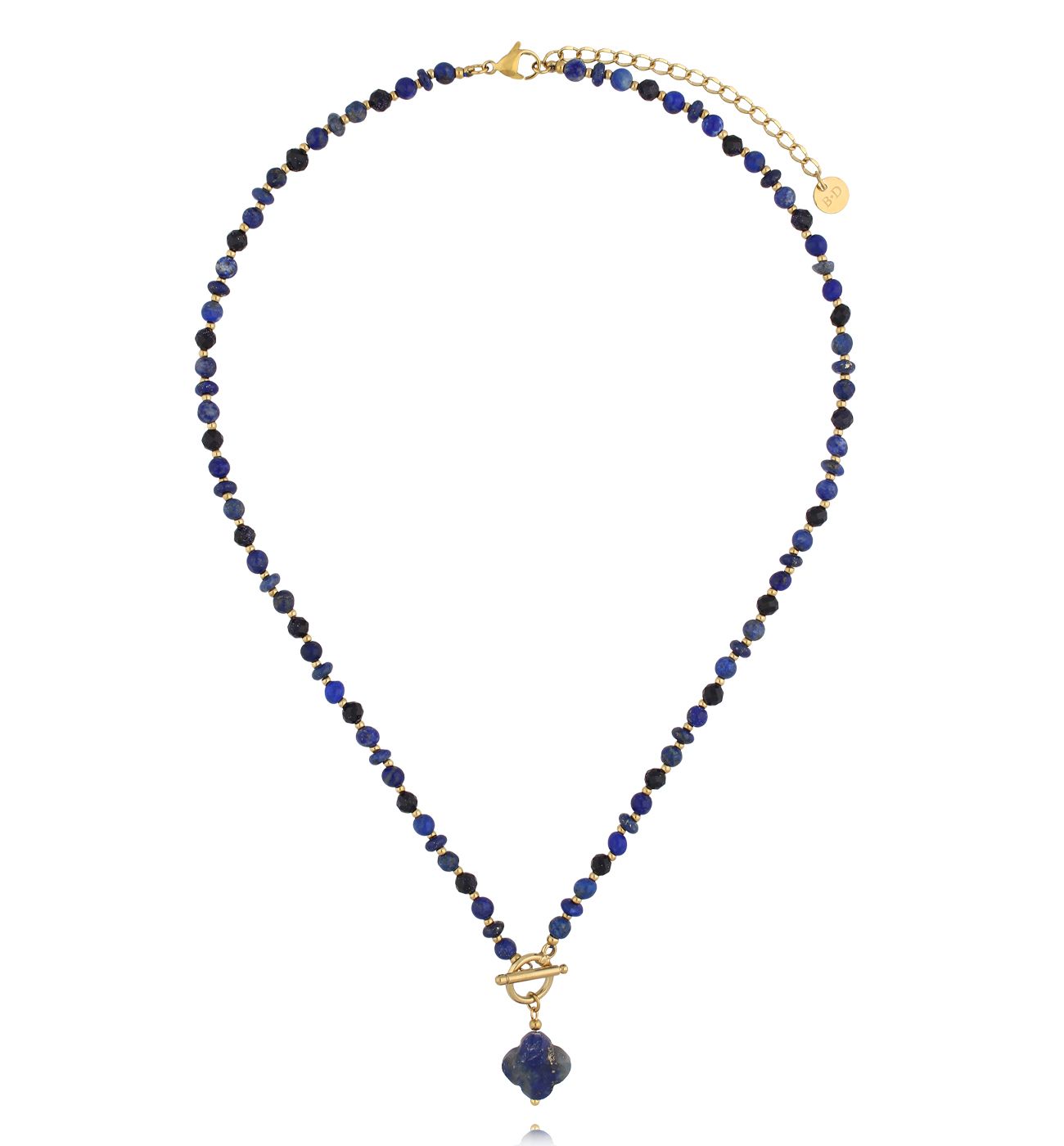 Naszyjnik z lapisu lazuli i sodalitu z zawieszką koniczynki - By Dziubeka