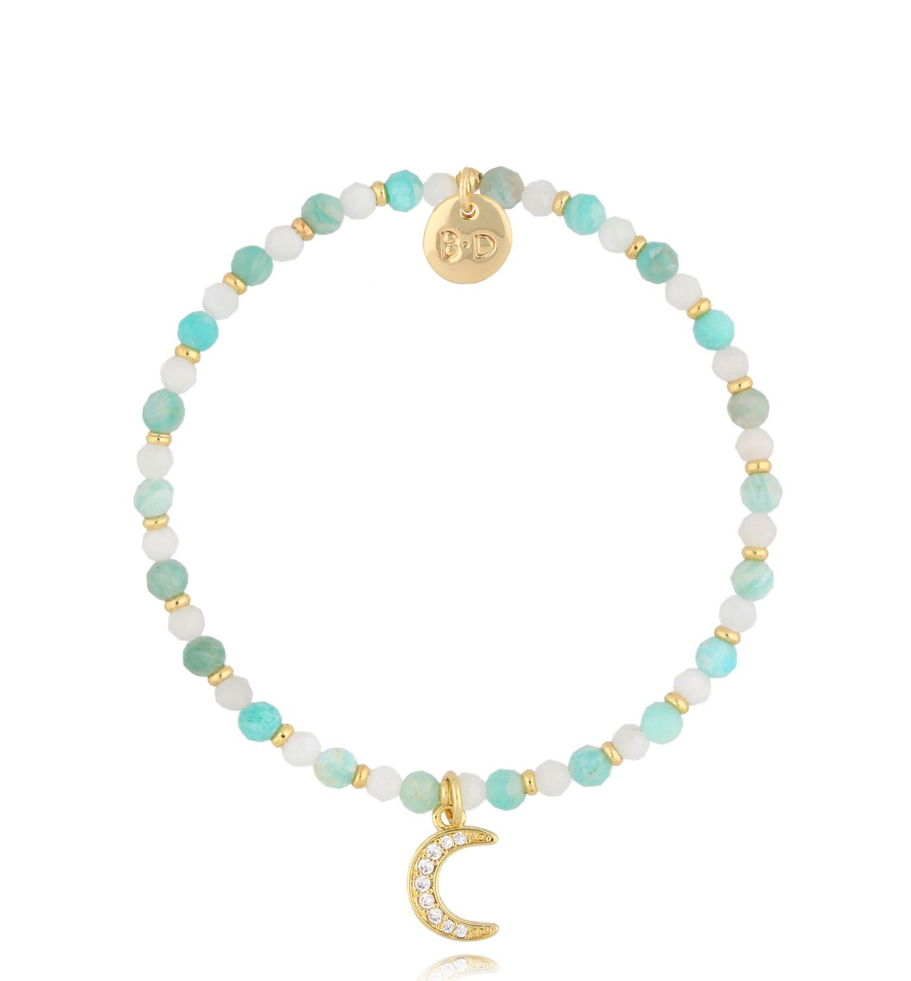 Bransoletka z amazonitami i księżycem Blue Moon - By Dziubeka