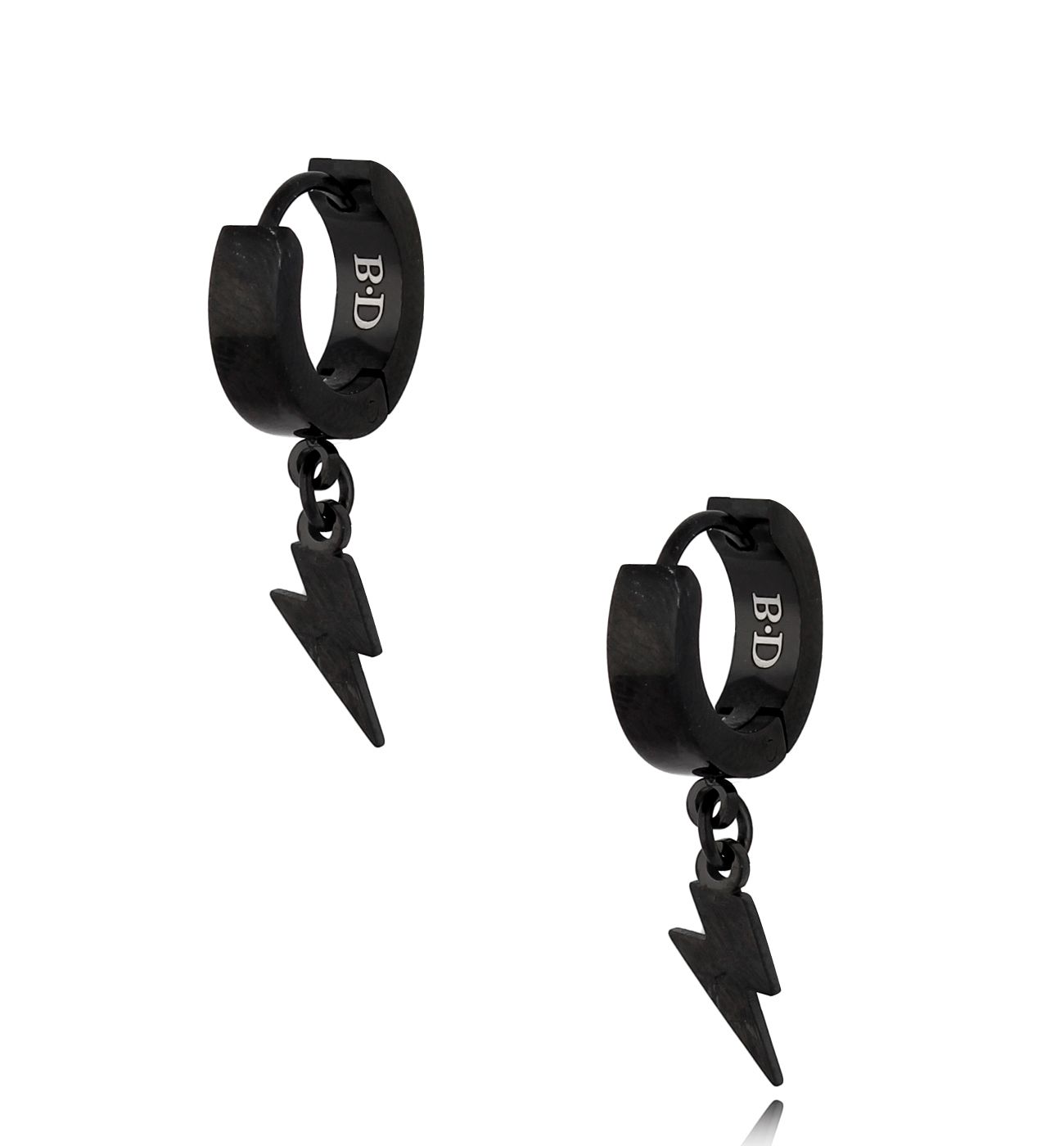 Kolczyki kółeczka z błyskawicą czarne Storm KMITC0031