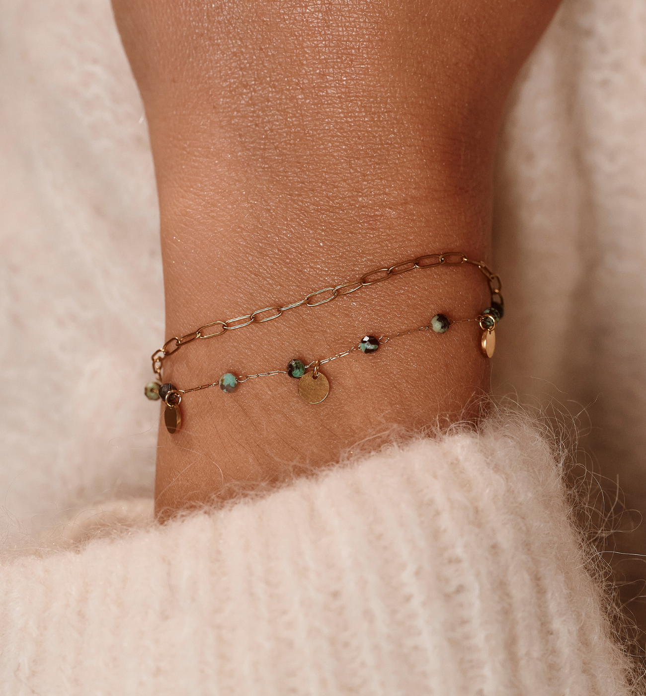 Bransoletka z turkusem afrykańskim złota BEA0042 - By Dziubeka