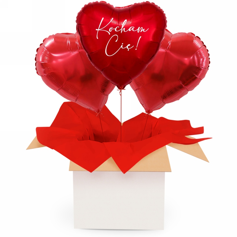 Trzy serca Kocham Cię - Balony z helem