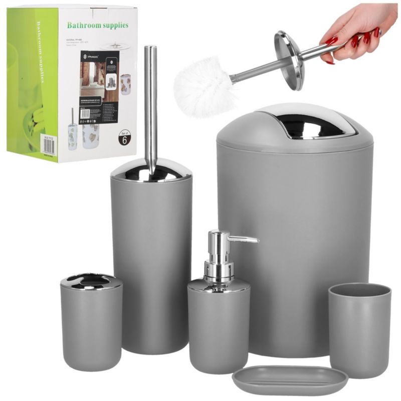 Akcesoria łazienkowe Springos do wc łazienki loft szary 6 szt.