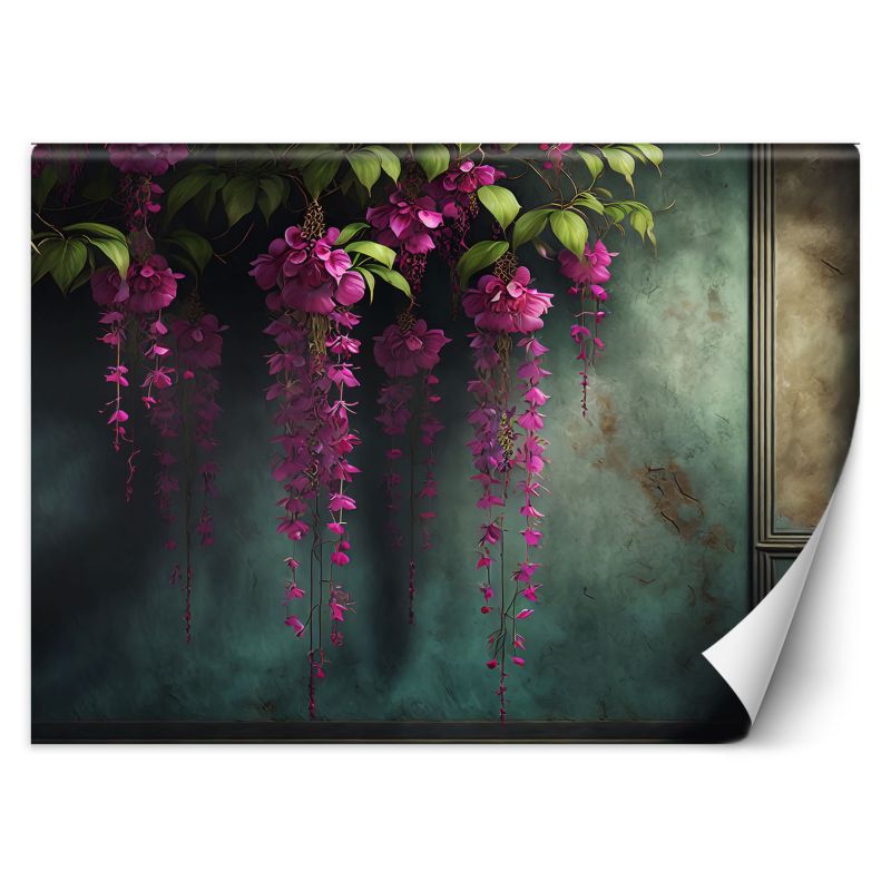 Fototapeta Feeby Wiszące różowe kwiaty beton 150x105 1 szt