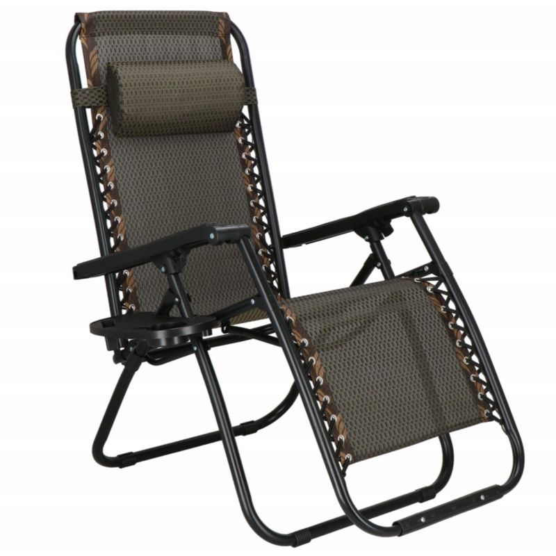 Leżak ogrodowy zero gravity Springos z zagłówkiem brązowy 1 szt.