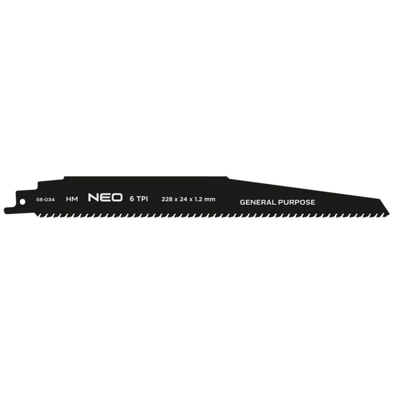 Brzeszczot do piły szablastej NEO TOOLS, HM, 228 x 24 x 1.2 mm, 6TPI 1 szt