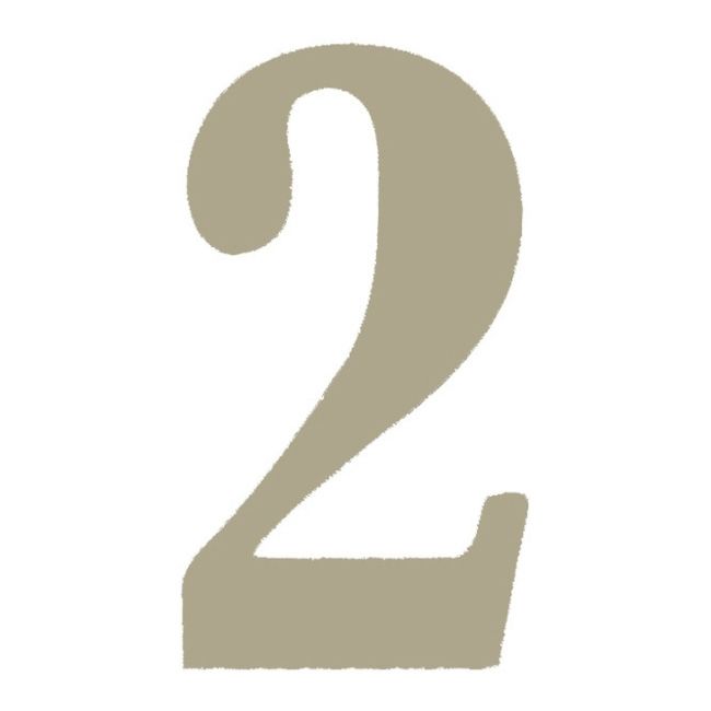 Cyfra 2 tworzywo 50 mm platyna