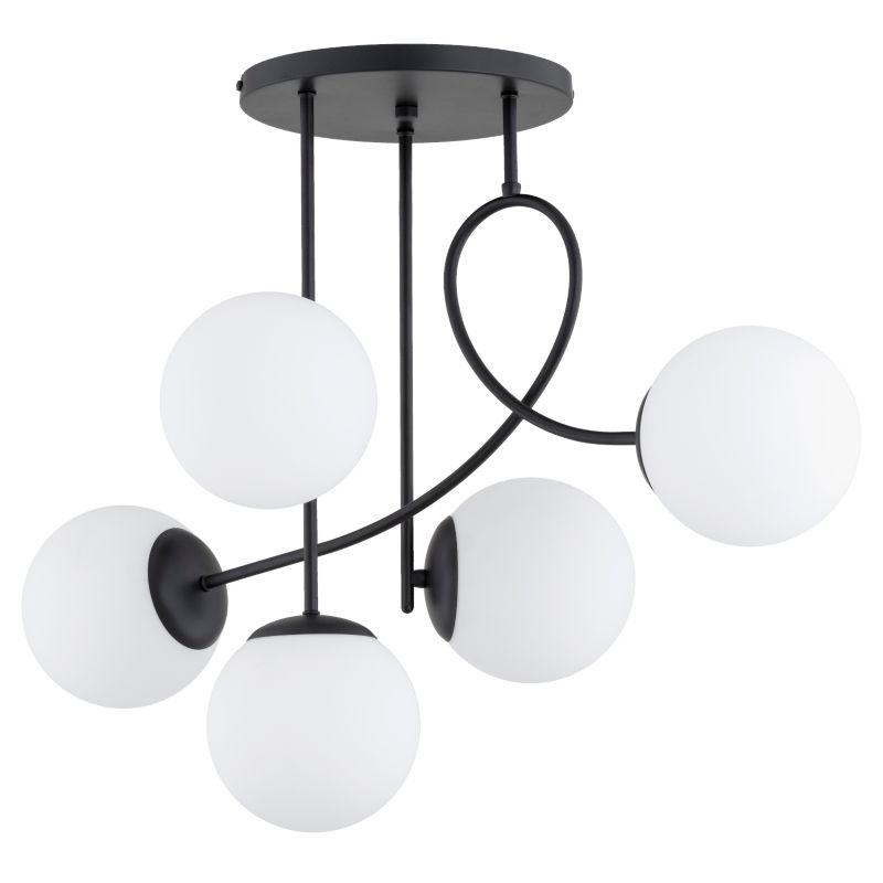 Lampa wisząca białe kule Alfa MODERN czarna 5xE14x10W IP20 wym:54x44x72cm - 1 szt.