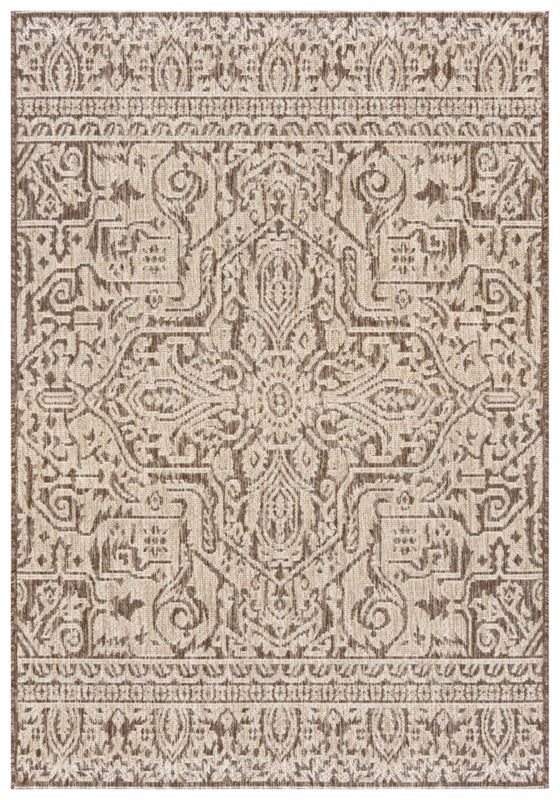 Dywan zewnętrzny/wewnętrzny etniczny Enna Arida Mazovia 160x230cm wodoodporny na balkon, taras, beżowy, brązowy, kremowy 1 szt.