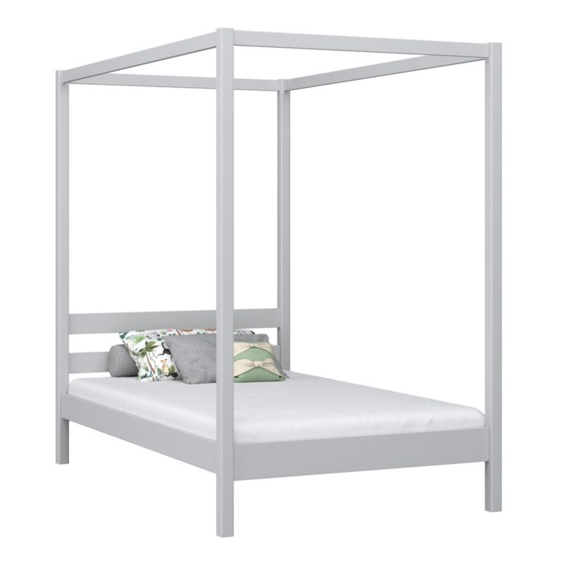 Drewniane łóżko N-WOOD pojedyncze z baldachimem N01 popielaty 100x190 1szt.