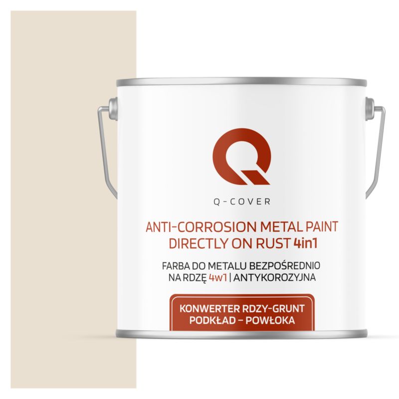 Farba do Metalu Prosto na Rdzę 4w1 Q-Cover Kremowy RAL9001 Satyna 5L
