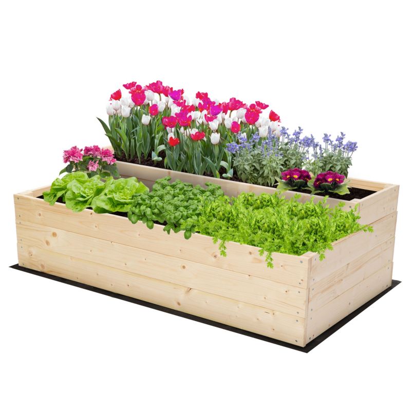 Skrzynia na warzywa MODO24 warzywnik szeroka 36x117x63 cm naturalne drewno 1 szt.