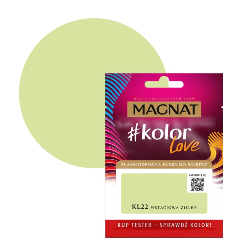 Tester farby plamoodpornej Magnat #kolorLove KL22 pistacjowa zieleń 0,025 l