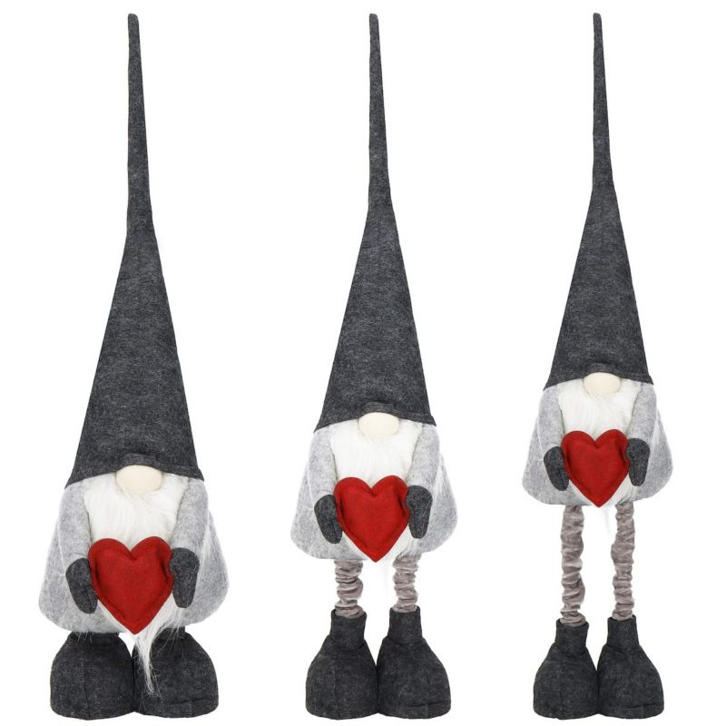 Skrzat ozdoba świąteczna Springos 63-80cm krasnal świąteczny, gnom na teleskopowych nóżkach szary 1 szt.