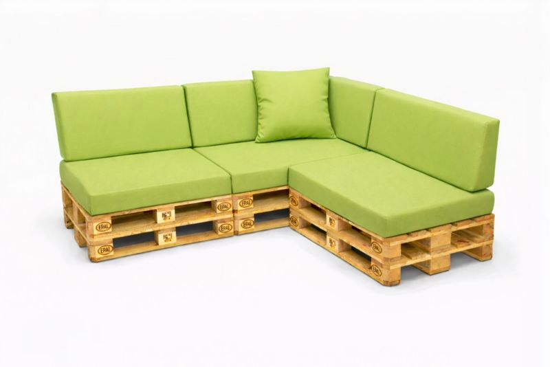 Komplet 8 sztuk poduszek ogrodowych na palety Setagrden 3x120x60cm /3x120x40cm+60x40cm,limonka dwustronne poduszki ogrdowe, 1szt