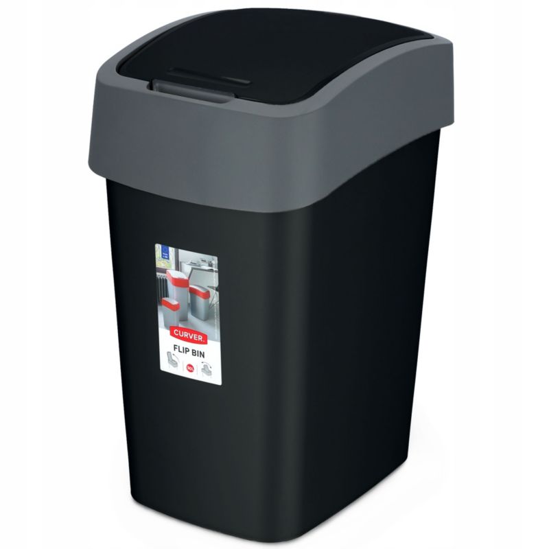 Kosz na śmieci Curver Flip Bin 50L, czarny