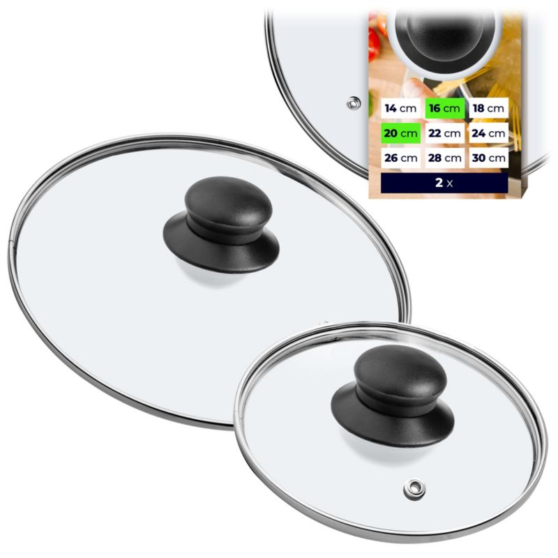 Pokrywka KADAX Szklana Do Garnka Patelni 16cm + 20cm 2 szt.
