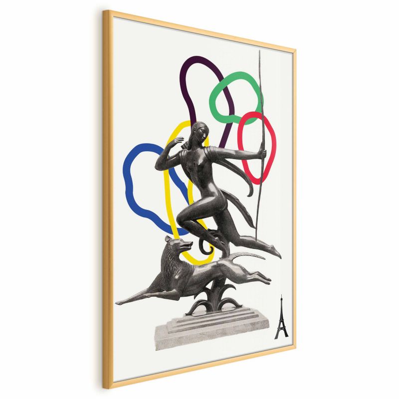 Plakat Artgeist Strzelająca kobieta 60x90 cm z ramą złotą 1 szt