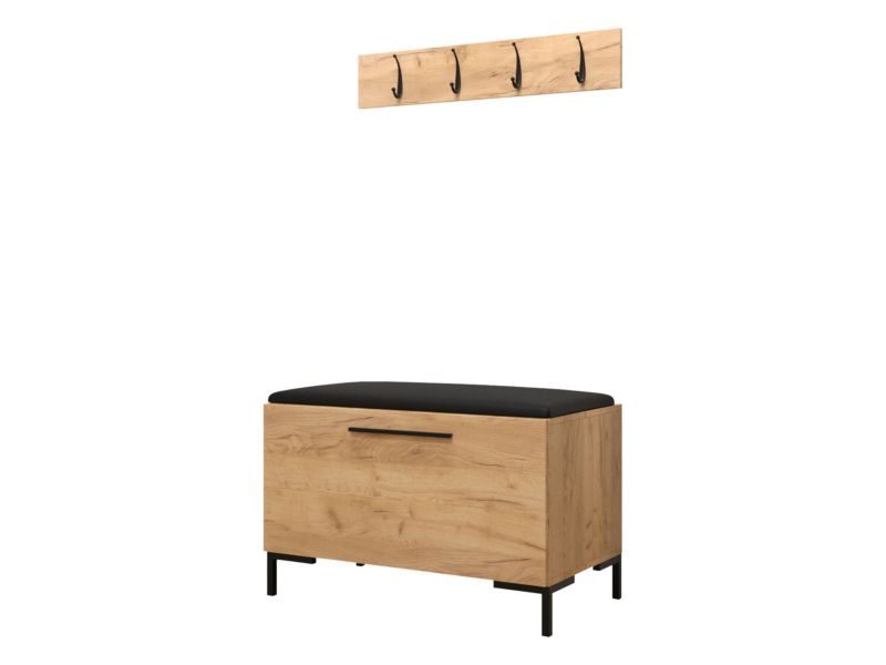 Garderoba MIRJAN 24 Zilion VIII dąb craft + czarna ekoskóra 1 kpl.