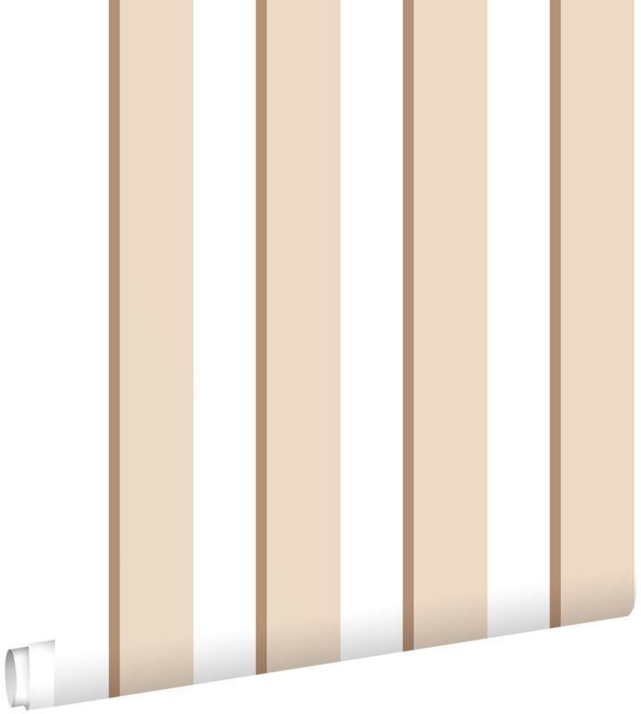 Tapeta ESTAhome paski beżowymIbiałym 50 x 900 cm - 1 rol.