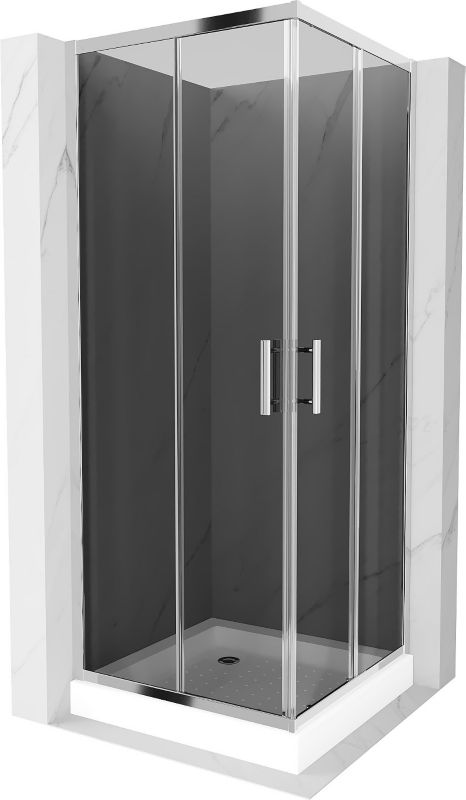 Kabina prysznicowa Mexen Rio kwadratowa 70 x 70 cm grafit chrom + brodzik Rio biały