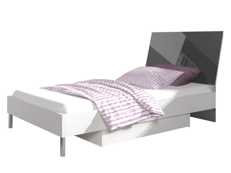 Łóżko młodzieżowe MIRJAN 24 Raj 3 biały + szary połysk 1 szt.