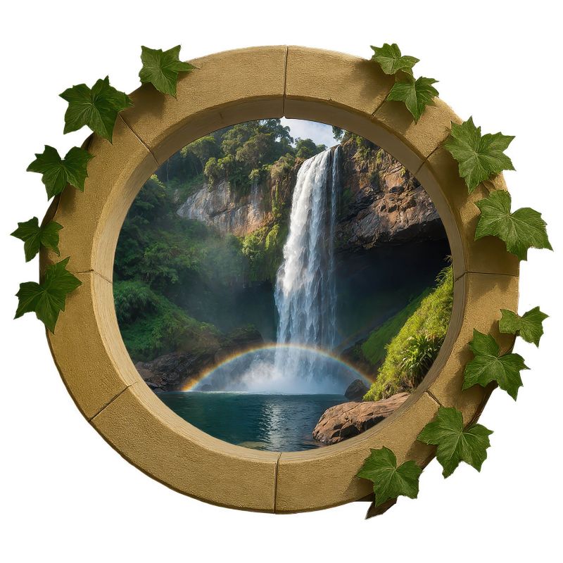 Naklejka 3D Wallfluent Naturalna oaza 100x87 cm Dziura w ścianie Nowoczesna 1 rol.