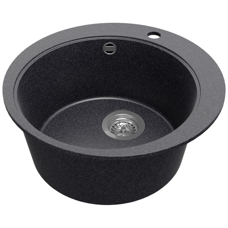 Zlewozmywak Okrągły Piza PRIMAGRAN Nablatowy 50x50cm do szafki od 45cm z Syfonem Grafitowy 1 szt.