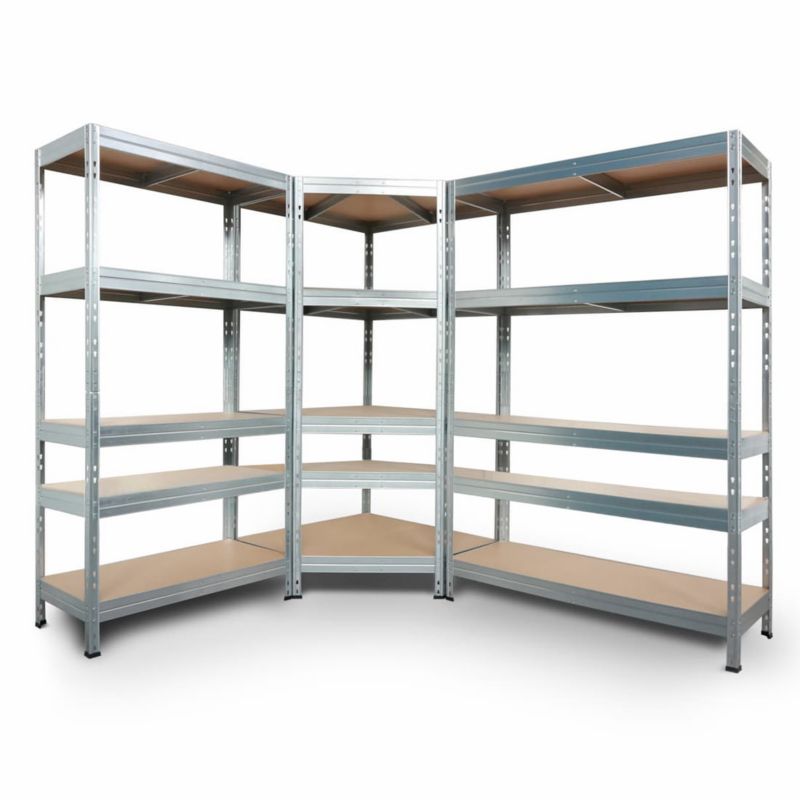 System regałowy AR Shelving Rivet z regałem narożnym, regałami do dużych obciążeńocynkowany z 5 półkami 180x390x45 cm 250 kg 3 szt